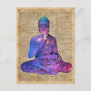 Space Buddha Vintage Dictionary Art Vykort