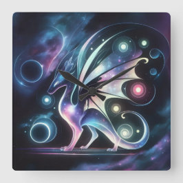 Space Butterfly Dragon Fyrkantig Klocka