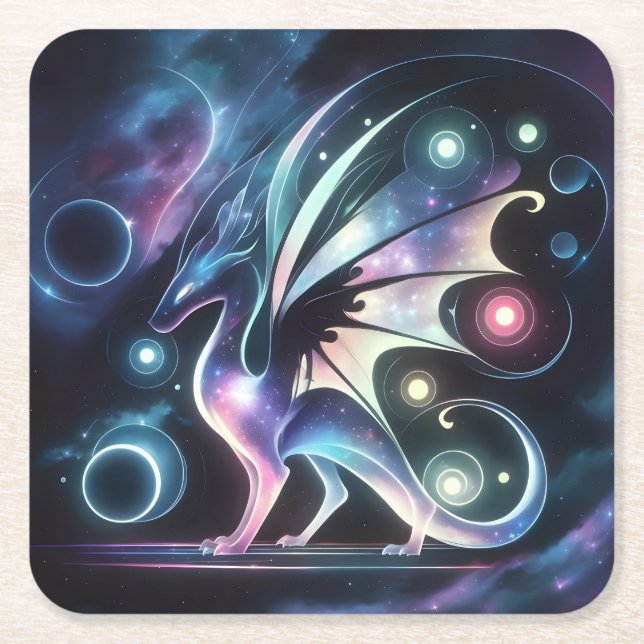 Space Butterfly Dragon Underlägg Papper Kvadrat (Framsidan)