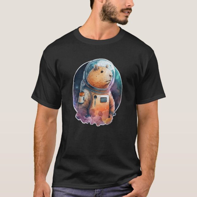 Space Capybara Astronaut Animal Ansikte Galaxy Cap T Shirt (Framsida)