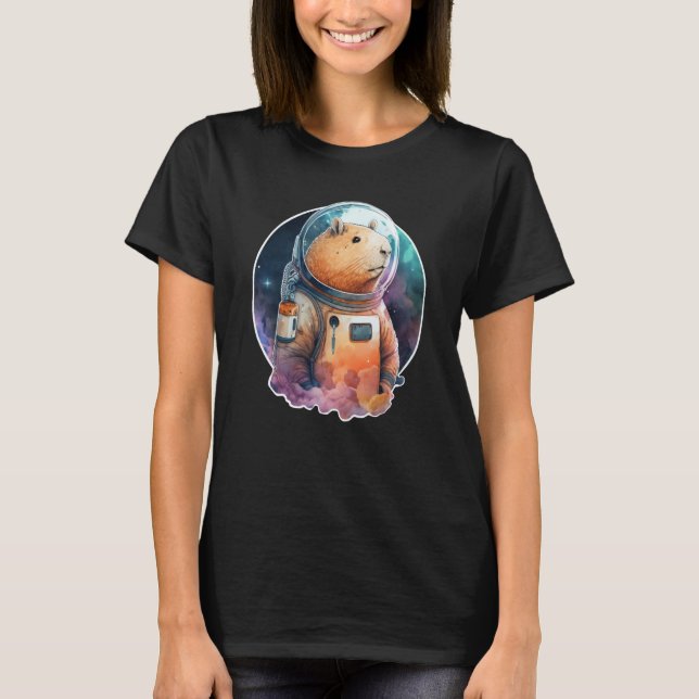 Space Capybara Astronaut Animal Ansikte Galaxy Cap T Shirt (Framsida)