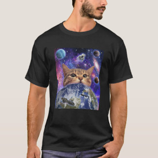 Space Cat Ansikte i Galaxy Funny Cute Kitten Älska T Shirt