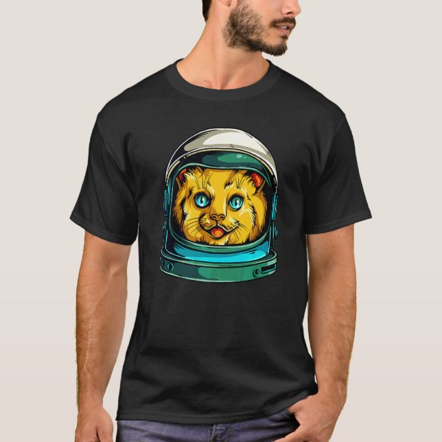 Space Cat Astronaut Funny T Shirt (Framsida)