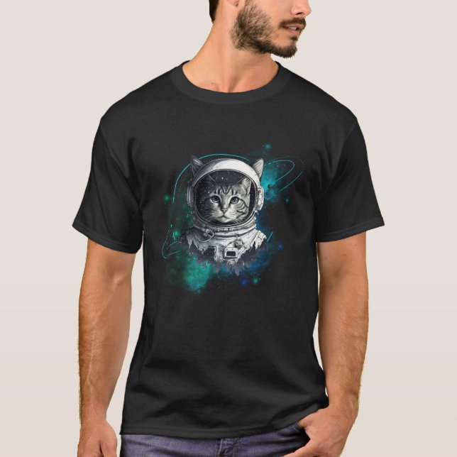 Space Cat Astronaut T Shirt (Framsida)