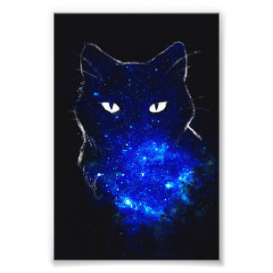 Space Cat Black Cat Gift, Cute Kitten Galaxy Gift Fototryck