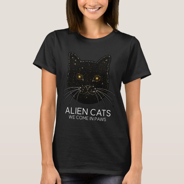 Space Cat Constellation - Vi Kom i Tassar T Shirt (Framsida)