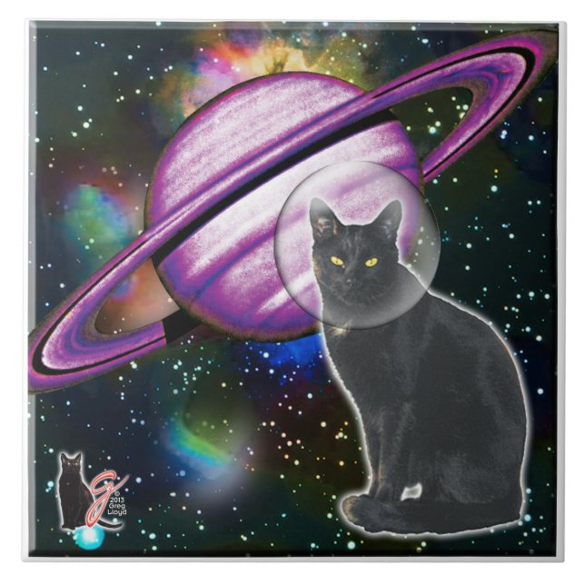 Space-Cat Cosmo Tile Kakelplatta (Framsidan)