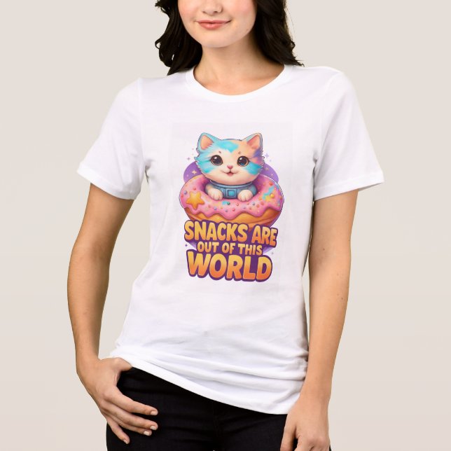 Space Cat Donut – Förtjusande kosmiska snacks-vibb T Shirt (Framsida)