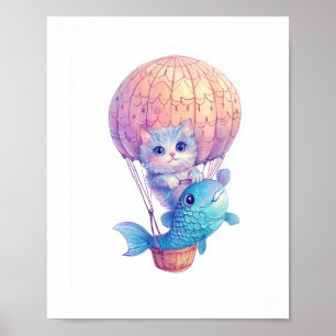 Space Cat Dreams - Funny Vaporwave Galaxy Kattunge Poster