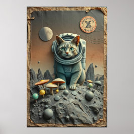 Space Cat Dreams på Disco Måne Poster