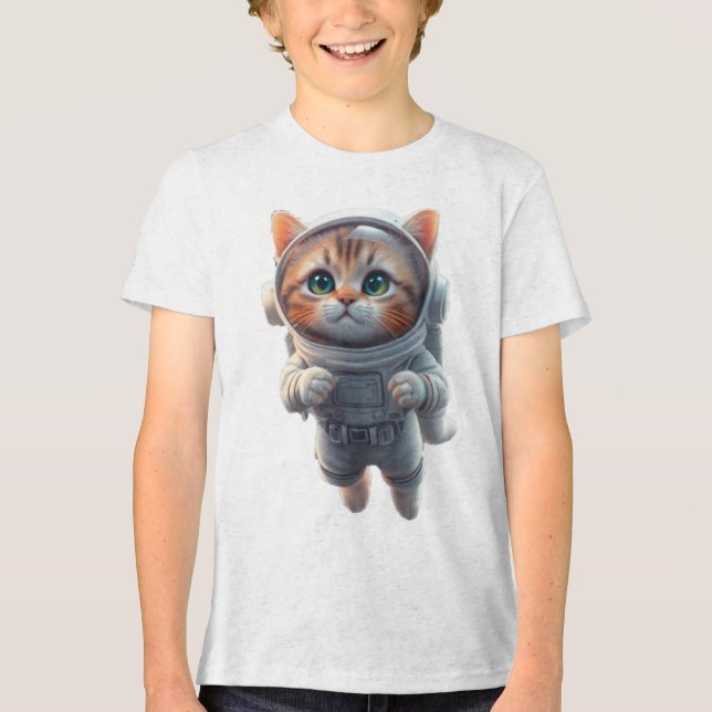 Space Cat explorer children's T Shirt (Framsida)
