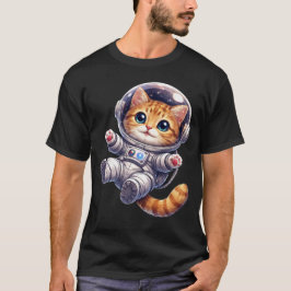 Space Cat Floating in the Universe T Shirt