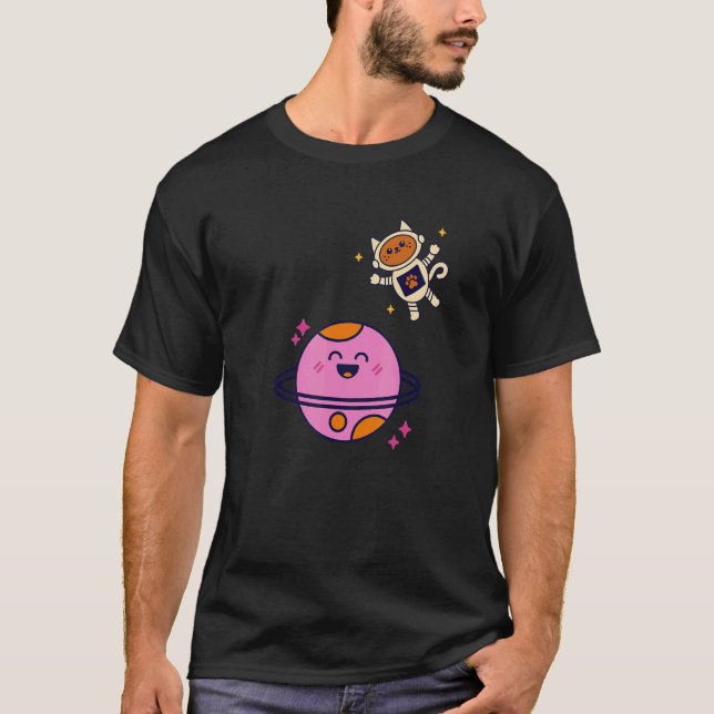 Space Cat Galaxen T Shirt (Framsida)