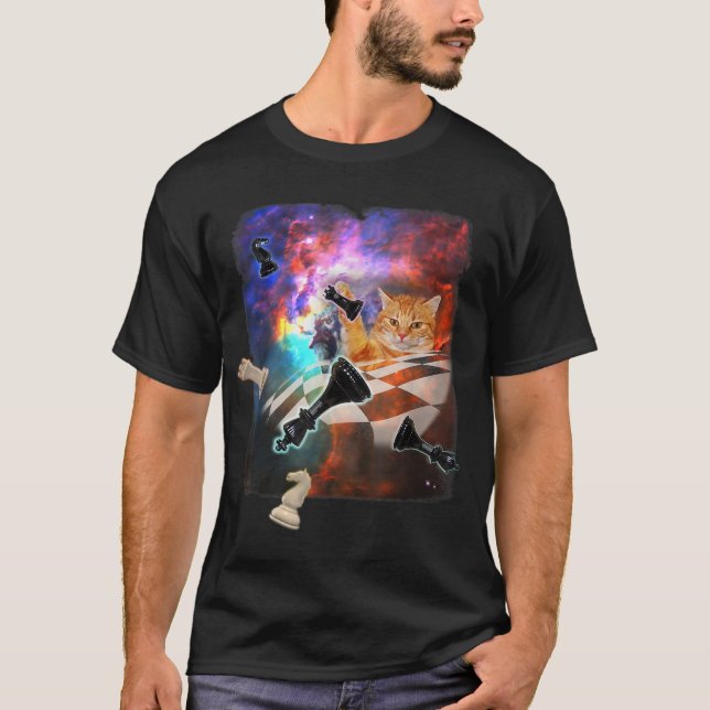 Space Cat Galaxy Chess Board Set Biet Lagoon Neb T Shirt (Framsida)
