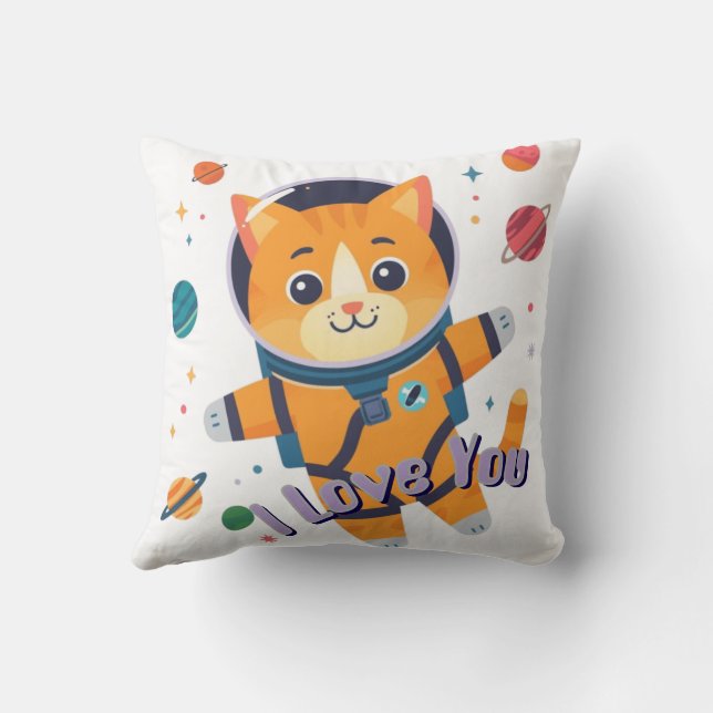 Space Cat Galaxy Throw Pillow 16"x16" Kudde (Baksida)