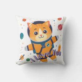 Space Cat Galaxy Throw Pillow 16"x16" Kudde