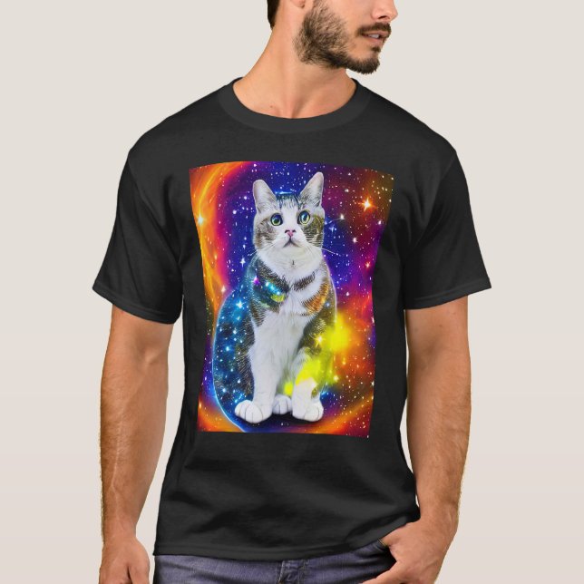 Space Cat Kattunge Kitten i Kat Stil 3 T Shirt (Framsida)