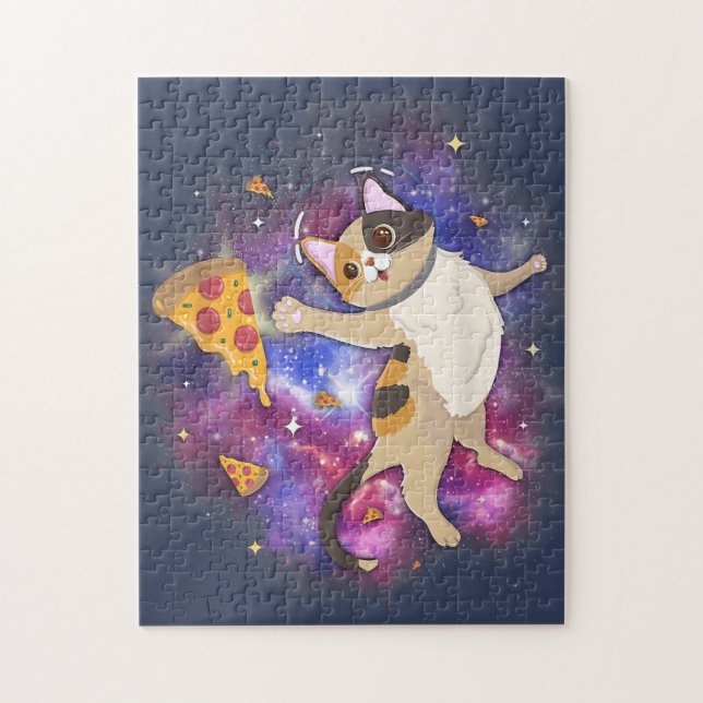 Space Cat Kitten Astronaut Funny Pizza Mars Alien Pussel (Vertikal)