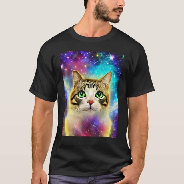 Space Cat Kitty Kitten In Cat Style 10 T Shirt (Framsida)