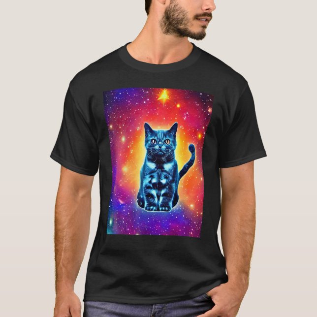 Space Cat Kitty Kitten In Cat Style 1 T Shirt (Framsida)