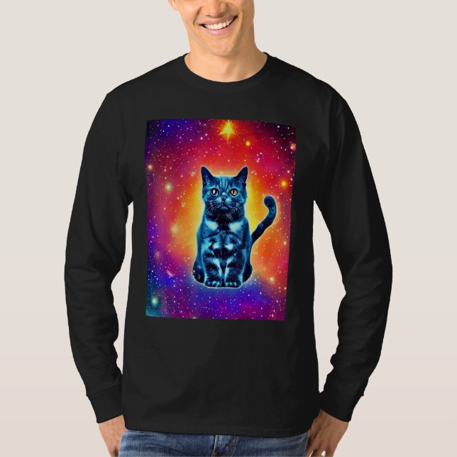 Space Cat Kitty Kitten In Cat Style 1 T Shirt (Framsida)