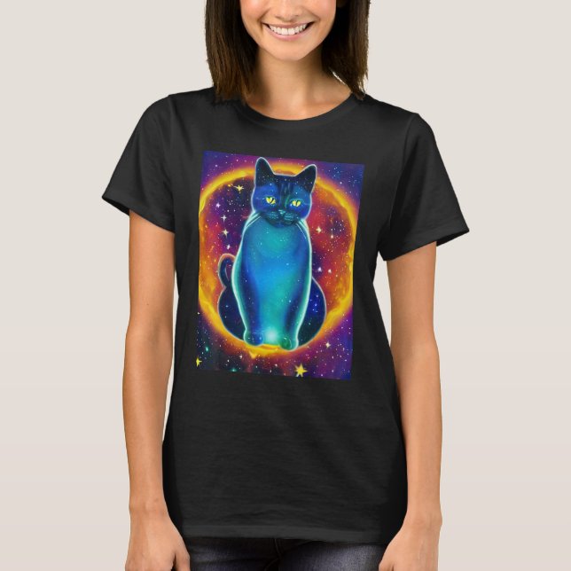 Space Cat Kitty Kitten In Cat Style 5 T Shirt (Framsida)