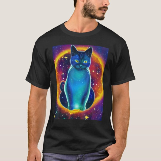 Space Cat Kitty Kitten In Cat Style 5 T Shirt (Framsida)