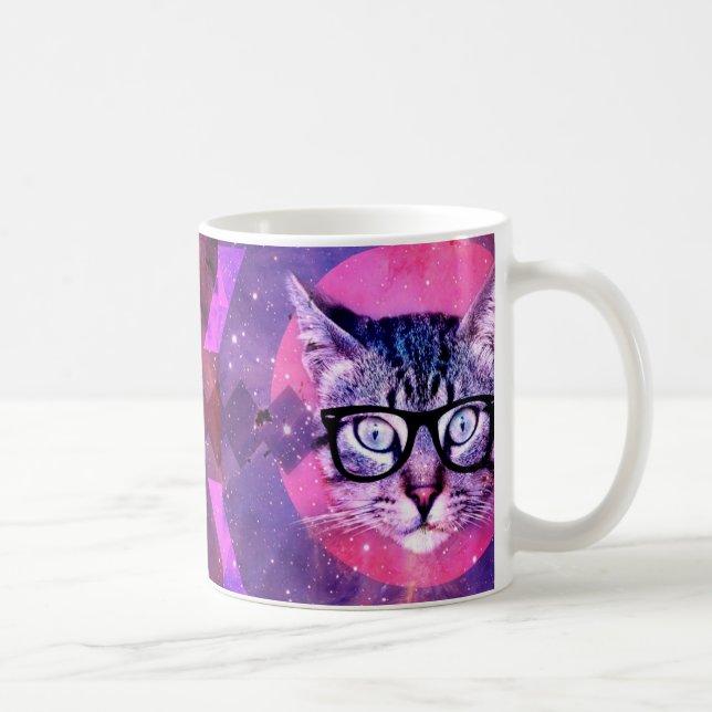 Space Cat Lila Galaxy Trending 2016 Customized Kaffemugg (Höger)