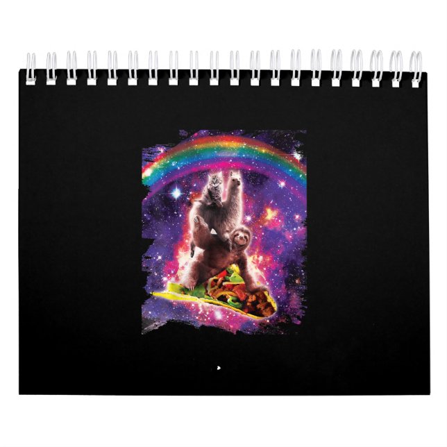 Space Cat Llama Sloth Riding Taco Kalender (Omslag)