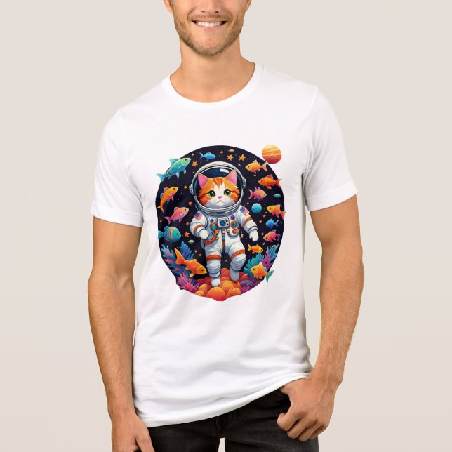 Space Cat Odyssey - Cosmic Explorer T Shirt (Framsida)