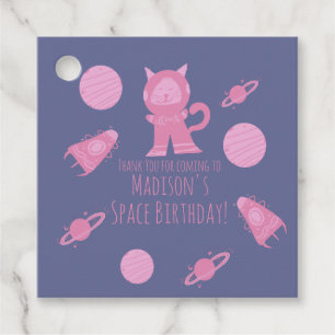 Space Cat Pink Galaxy Födelsedag   Gåvor Etiketter