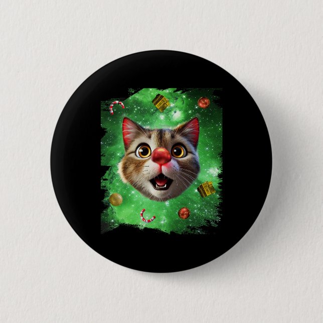 Space Cat Reindeer Knapp (Framsida)