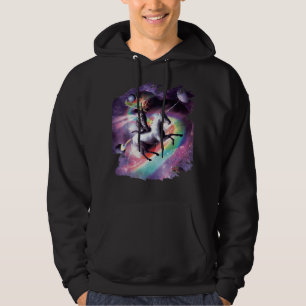 Space Cat Riding Unicorn - Laser, Tacos och Rainbo Hoodie