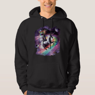 Space Cat Riding Unicorn - Laser, Tacos och Rainbo Hoodie