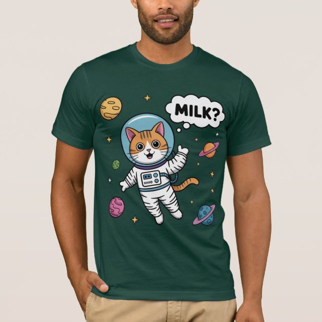 Space Cat Wants Mjölk! T Shirt (Framsida)