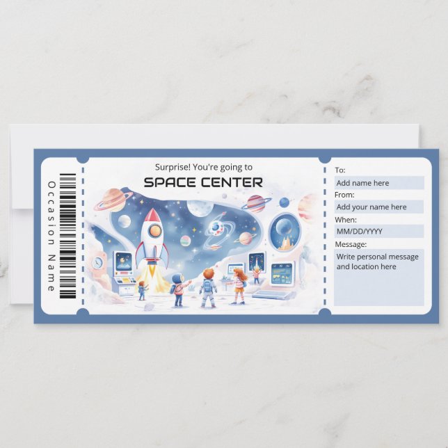  Space Center Gift Certificate Inbjudningar (Framsida)
