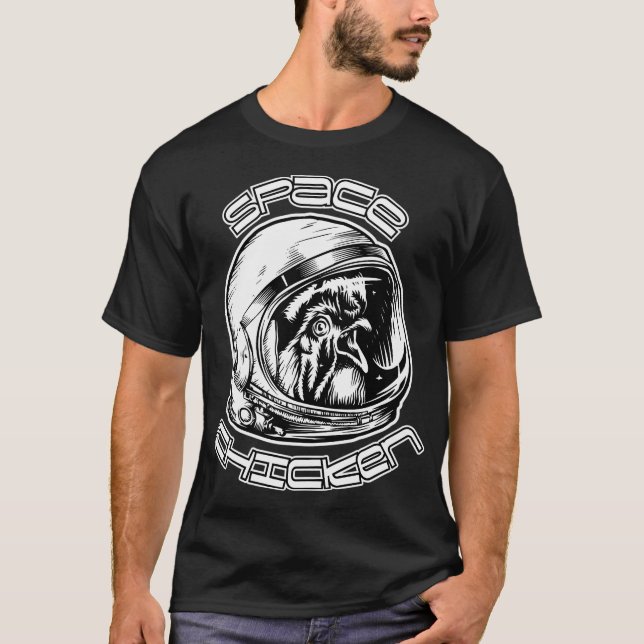 Space Chicken Vintage Astronaut Helmet T Shirt (Framsida)