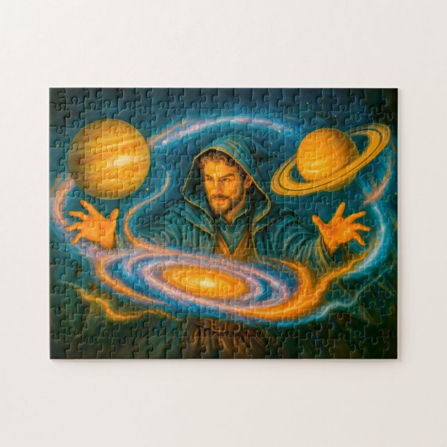Space-controlling mage in cosmic oil painting pussel (Horisontell)