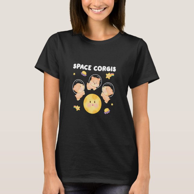 Space Corgis Pembroke Welsh Corgi T Shirt (Framsida)