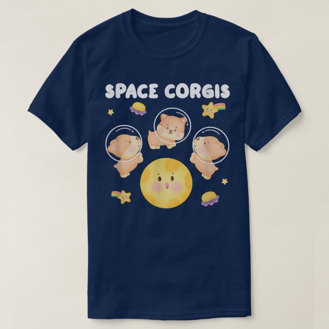 Space Corgis Pembroke Welsh Corgi T Shirt (Design framsida)