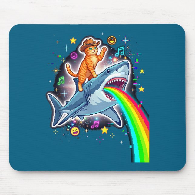Space Cowboy Cat Riding Shark Rainbow Xel Art  Musmatta (Framsidan)