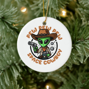 Space Cowboy Funny Alien Julgransprydnad Keramik