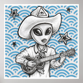 'Space Cowboy'-teckningen skriver ut -(pop surreal Poster