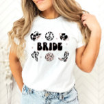 Space Cowgirl Bachelorette Bride Shirt T Shirt<br><div class="desc">Det här är en discocowgirl som kallas "brud"-skjorta. Redigera ALL färg så att den här utrymmesskjortan med cowgirl får plats åt ditt evenemangsbehov   personlig stil. Välj "Anpassa ytterligare" i menyalternativen om du vill göra följande ändringar:)</div>