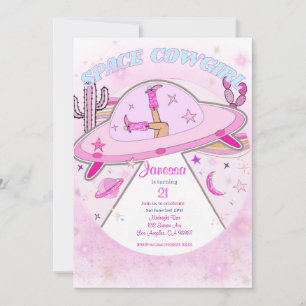 Space Cowgirl Födelsedagsfest inbjudan! Inbjudningar