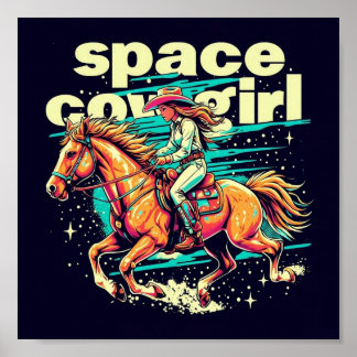 Space Cowgirl Poster - Futuristiska Western Art fo
