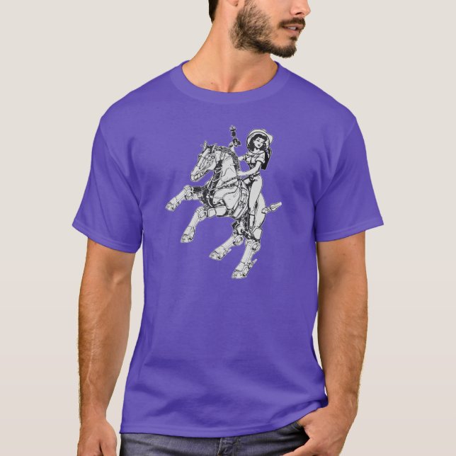 Space Cowgirl Rides Solo BW vän T Shirt (Framsida)