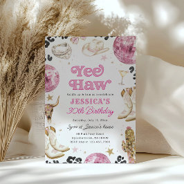 Space Cowgirl Rodeo Pink Disco Birthday Party  Inbjudningar