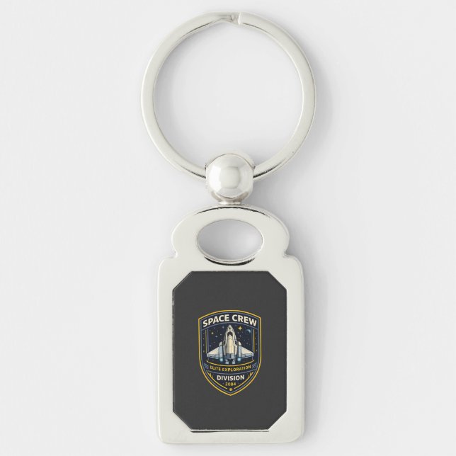 Space Crew Exploration Division Academy Keychain Rektangulärt Silverfärgad Nyckelring (Framsidan)