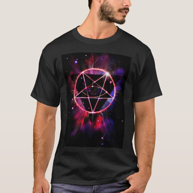 Space Demon 2049 - Evil Synthwave Sigil T Shirt (Framsida)